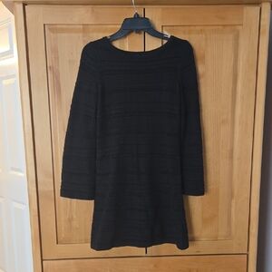 GAP Black Textured Knit Long Sleeve Dress